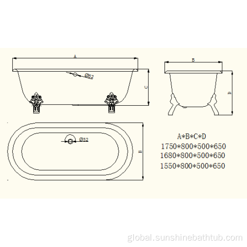 Freestanding Cast Iron Bathtub Classical Freestanding Double End Cast Iron Bath Tubs Factory